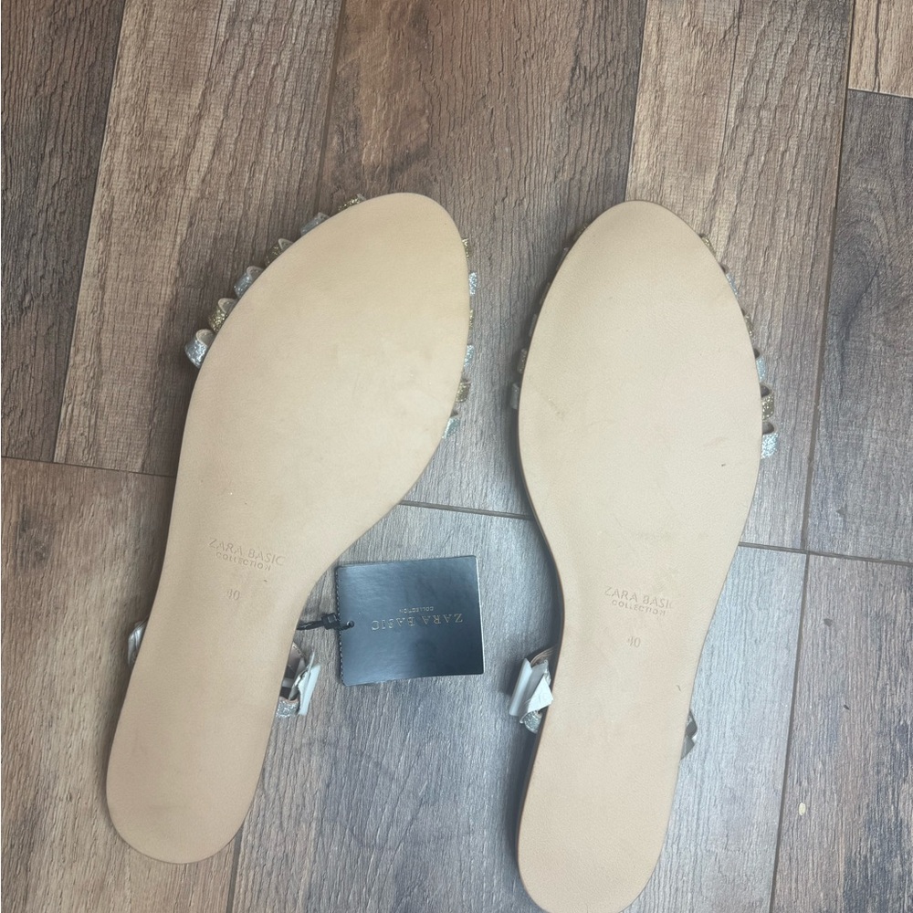 Zara Gold and Silver Strappy Flat Sandals - Picture 4 of 4